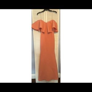 Formal dress,long,color is coral,size10/12 stretch